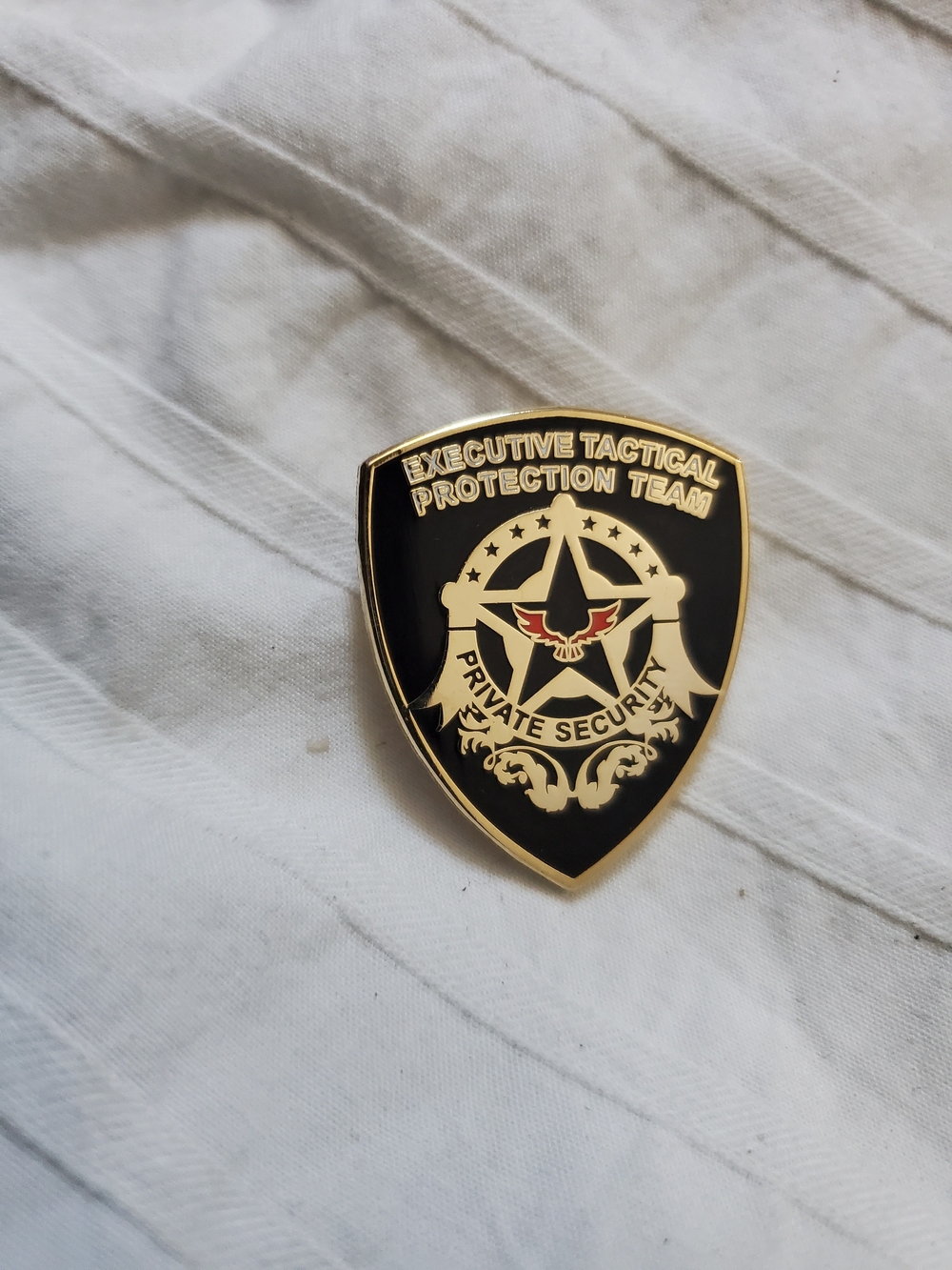 Executive Tactical Protection Team Private Security Enamel Badge - Black & Gold